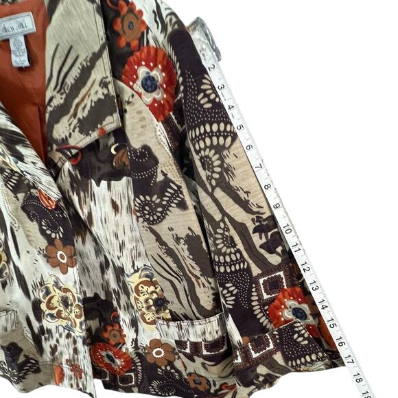 Birch Hill Vintage Blazer Jacket Womens L Brown Silk Blend 3/4 Boho Art To Wear - Picture 11 of 15